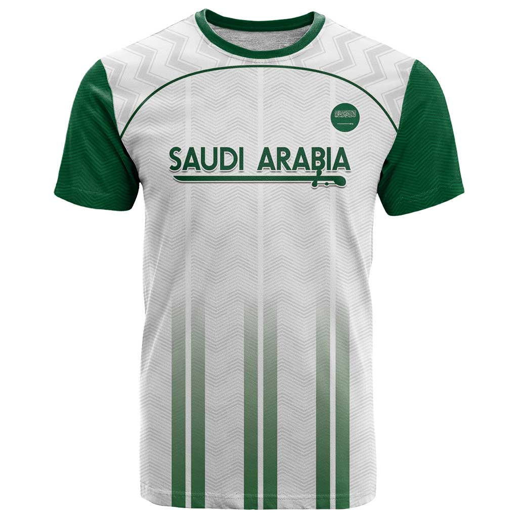 Custom Saudi Arabia Football T-Shirt Go Green Falcons Sporty - White Version Graphic Tee