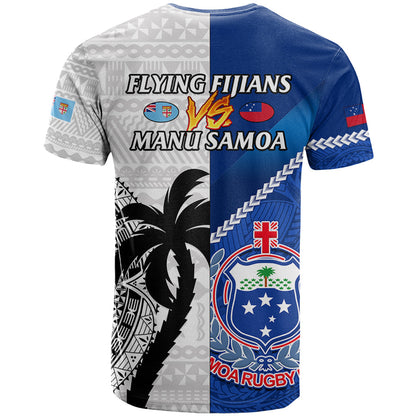 Fiji And Samoa Rugby T-Shirt World Cup Samoan Mix Tapa Pattern Graphic Tee