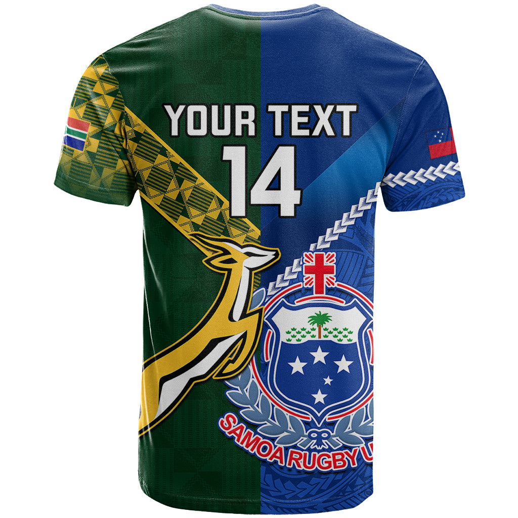 Custom Samoa And South Africa Rugby T-Shirt World Cup Manu Samoa With Springboks Graphic Tee
