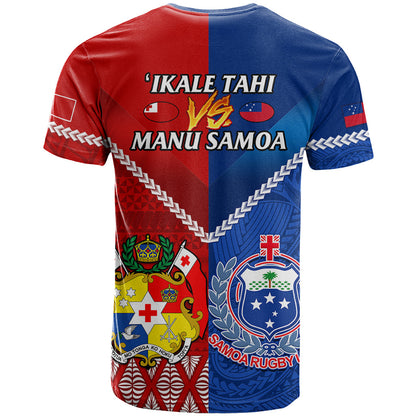 Samoa And Tonga Rugby T-Shirt World Cup Manu Samoa With Ikale Tahi Graphic Tee