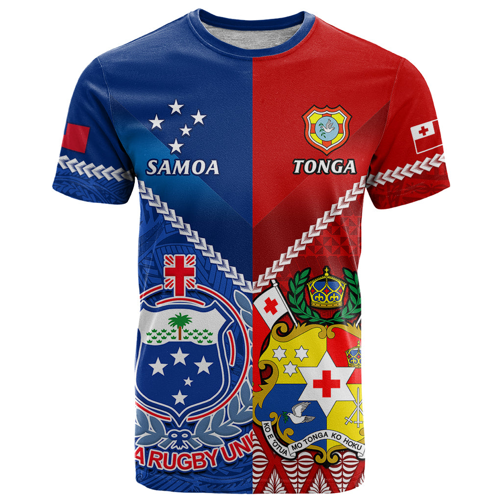 Custom Samoa And Tonga Rugby T-Shirt World Cup Manu Samoa With Ikale Tahi Graphic Tee