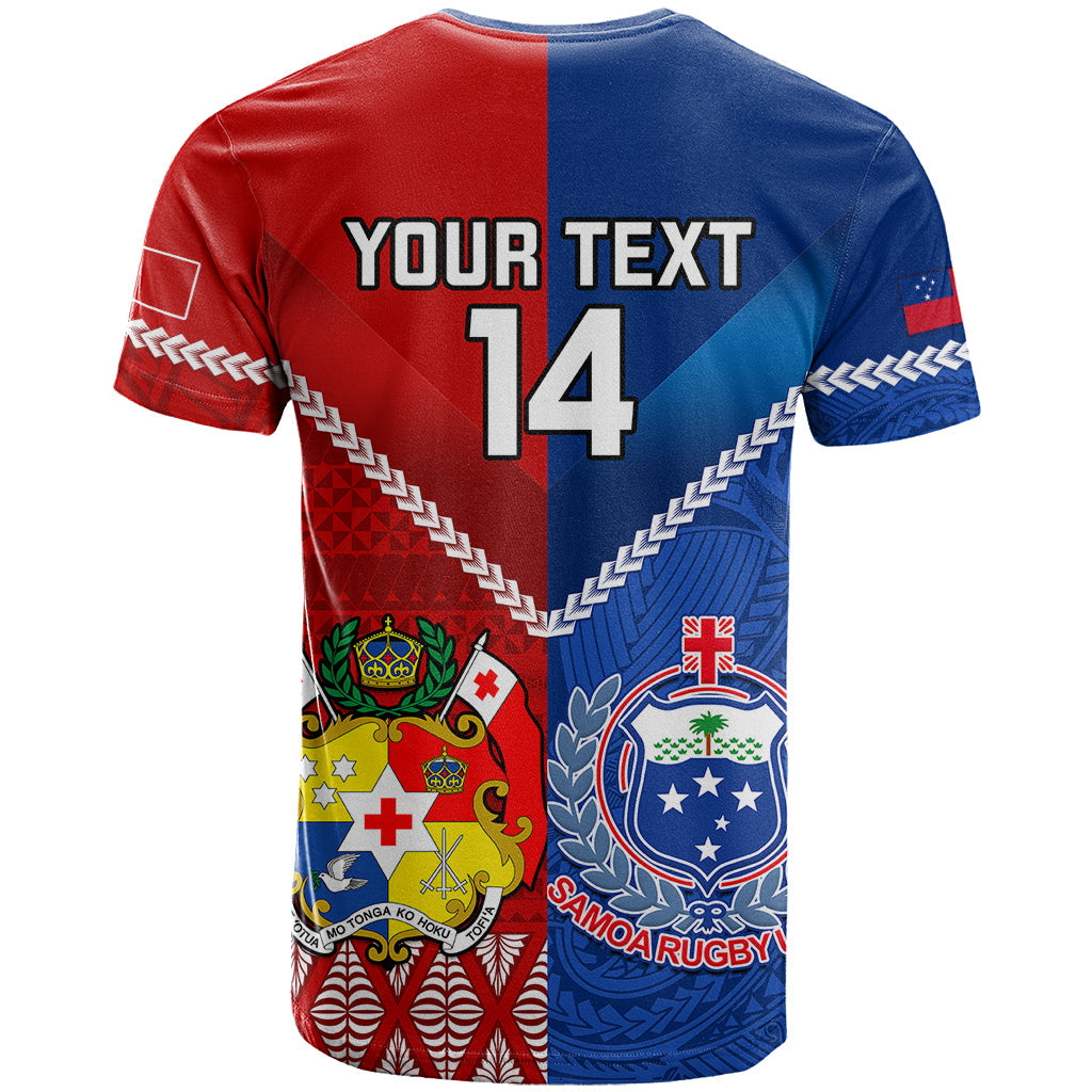Custom Samoa And Tonga Rugby T-Shirt World Cup Manu Samoa With Ikale Tahi Graphic Tee