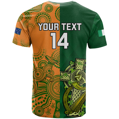 Custom Australia And Ireland Rugby T-Shirt World Cup Walllabies With Shamrocks Graphic Tee