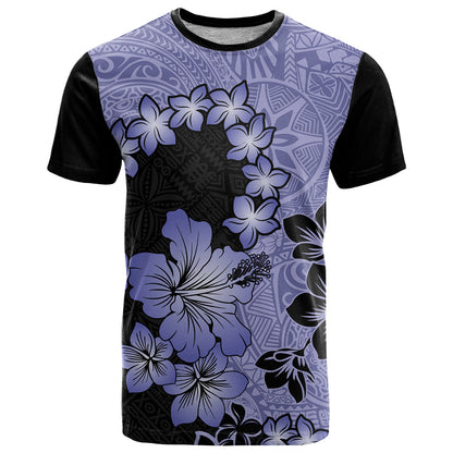 Purple Hawaii T-Shirt Tapa Cloth Mix Tropical Flowers Pastel Vibes Graphic Tee