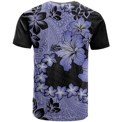 Purple Hawaii T-Shirt Tapa Cloth Mix Tropical Flowers Pastel Vibes Graphic Tee
