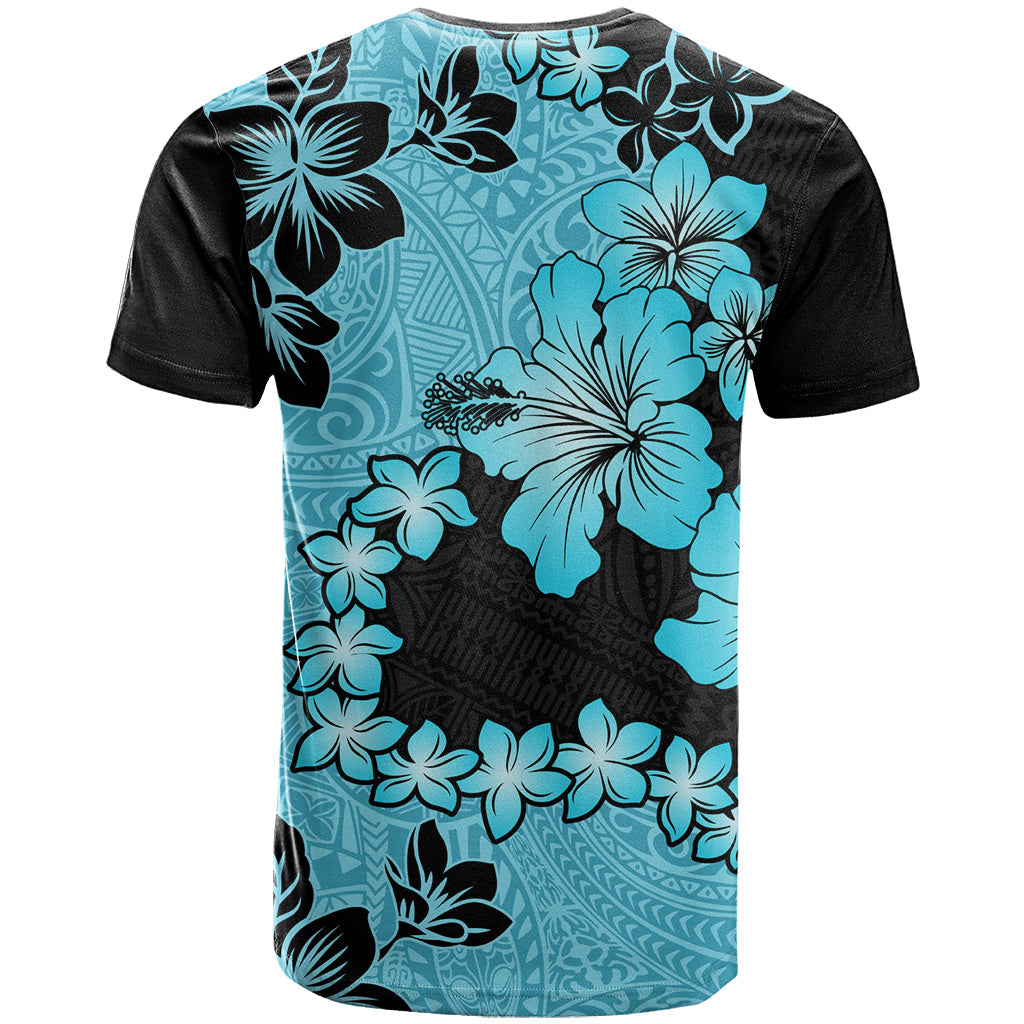 Blue Hawaii T-Shirt Tapa Cloth Mix Tropical Flowers Pastel Vibes Graphic Tee