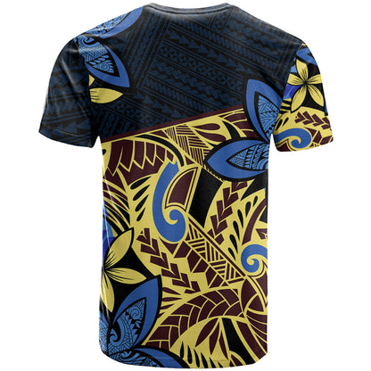 Polynesia Fabric T-Shirt Polynesian Tribal With Frangipani Flowers Graphic Tee
