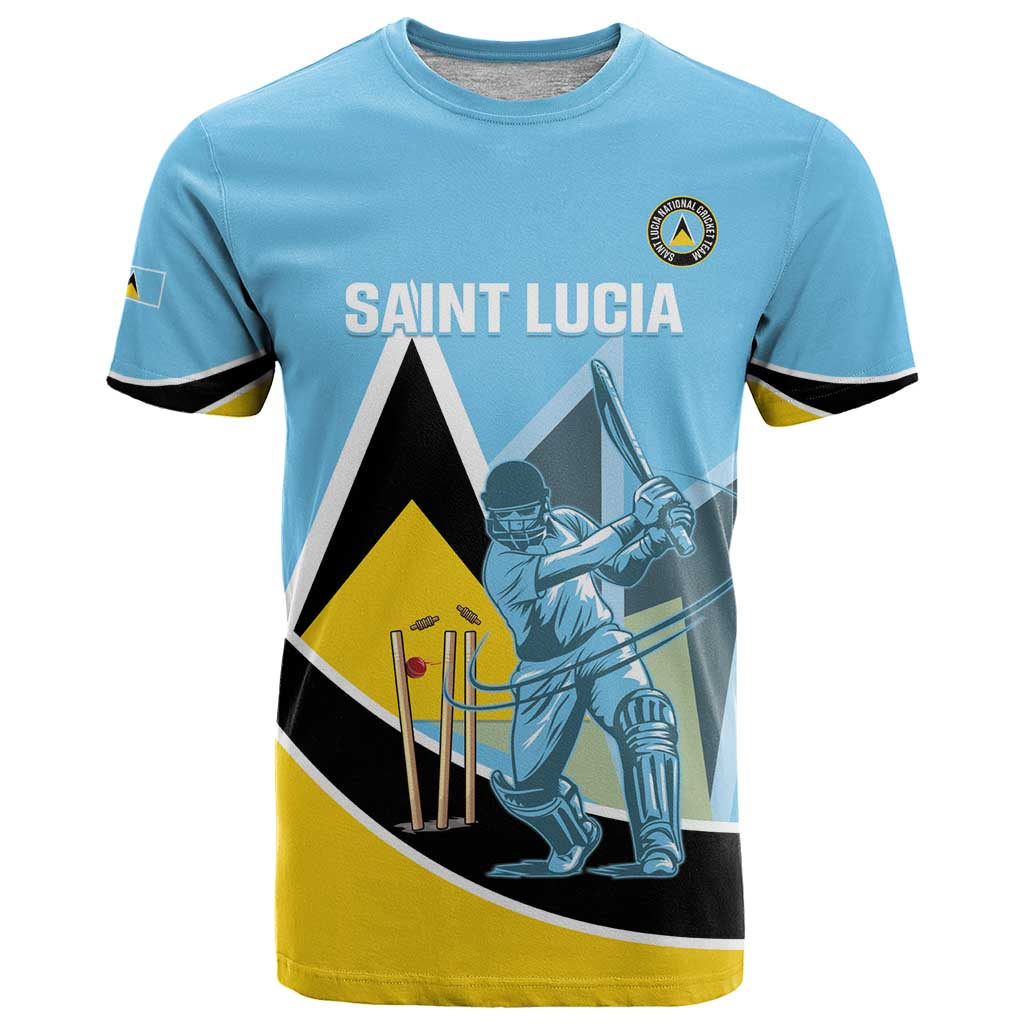Custom Saint Lucia Cricket T-Shirt Go Champions - National Color Graphic Tee