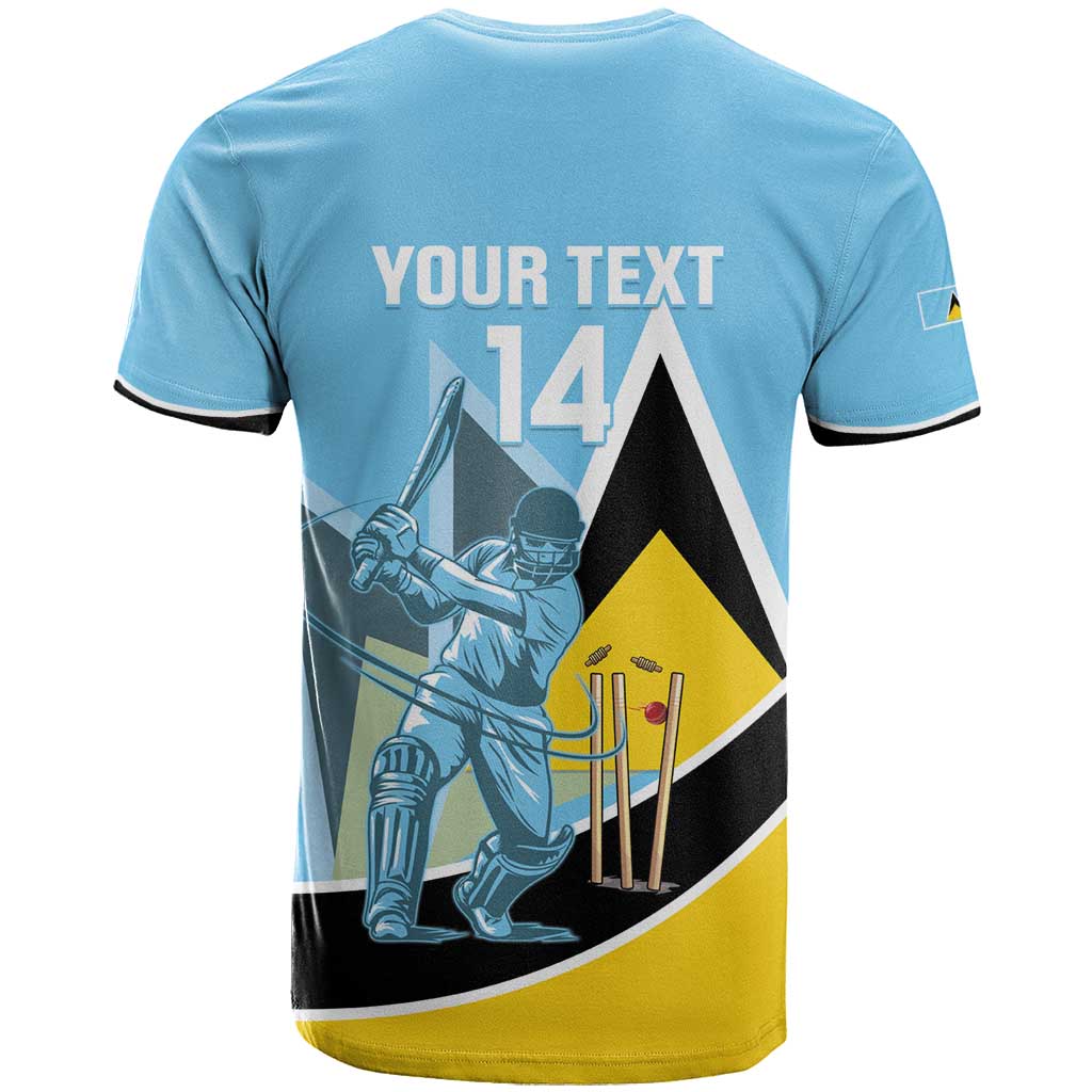 Custom Saint Lucia Cricket T-Shirt Go Champions - National Color Graphic Tee
