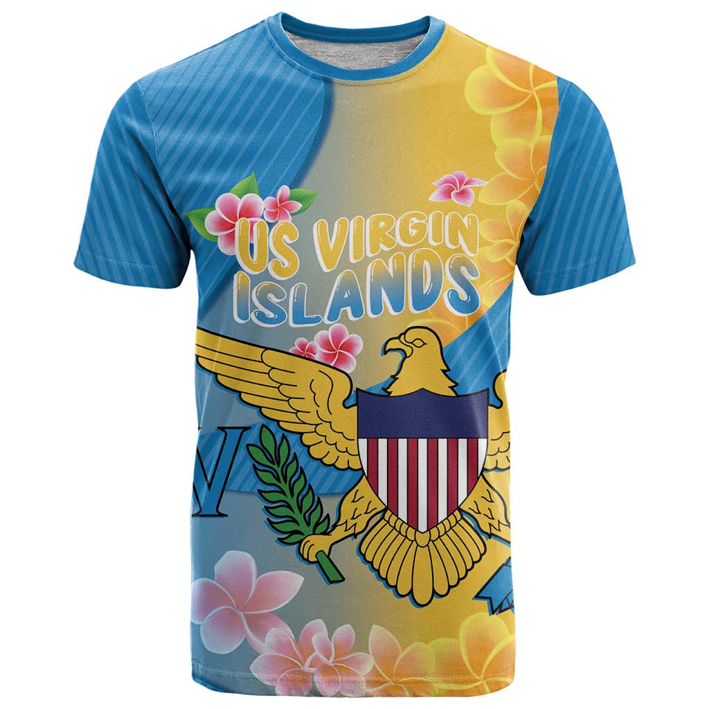 US Virgin Islands T-Shirt Coat of Arms Plumeria Curve Style Graphic Tee