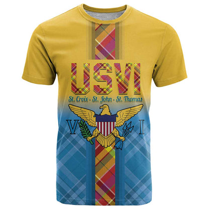 US Virgin Islands T-Shirt Madras Pattern Gradient Style Graphic Tee