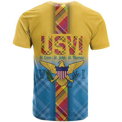 US Virgin Islands T-Shirt Madras Pattern Gradient Style Graphic Tee