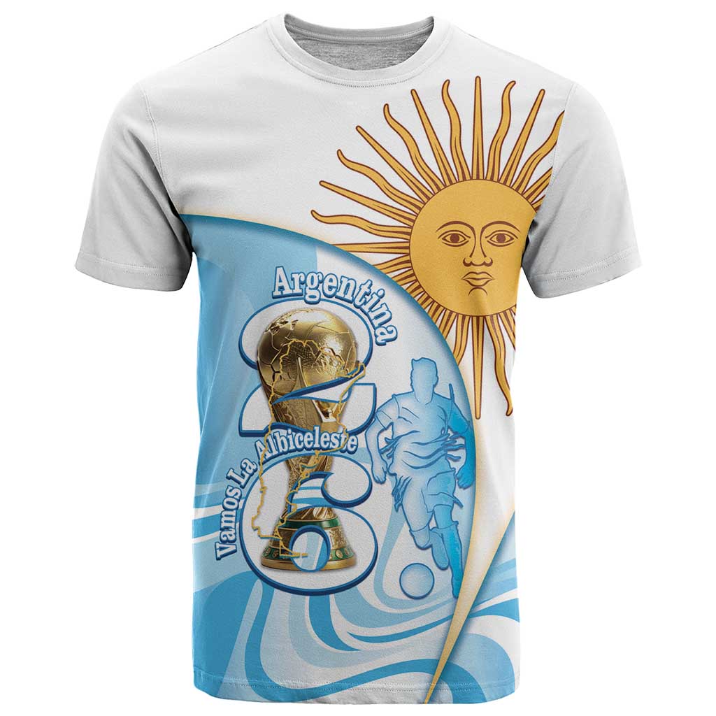 Argentina Football Personalized T-Shirt 2026 Trophy Vamos La Albiceleste Graphic Tee
