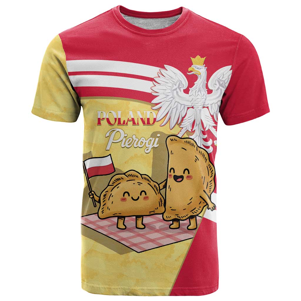 Personalised Poland Pierogi T-Shirt Polish Dumplings With Coat Of Arms Graphic Tee