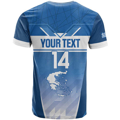 Custom Greece Football T-Shirt Go Ethniki Coat Of Arms Style Graphic Tee