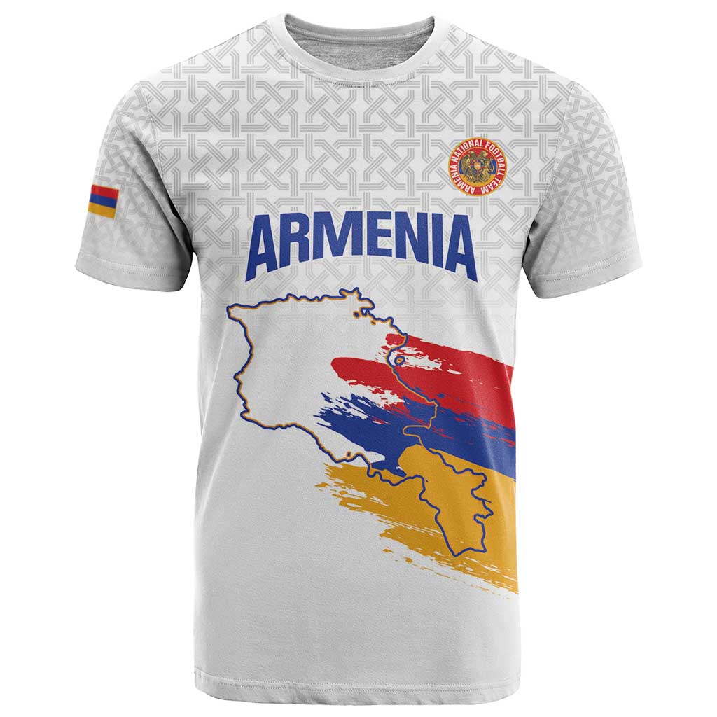 Custom Armenia Football T-Shirt Armenian Map Knot Pattern Graphic Tee