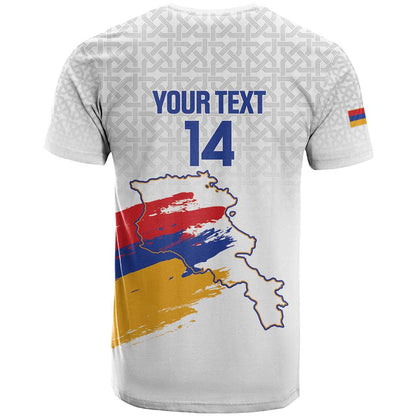 Custom Armenia Football T-Shirt Armenian Map Knot Pattern Graphic Tee