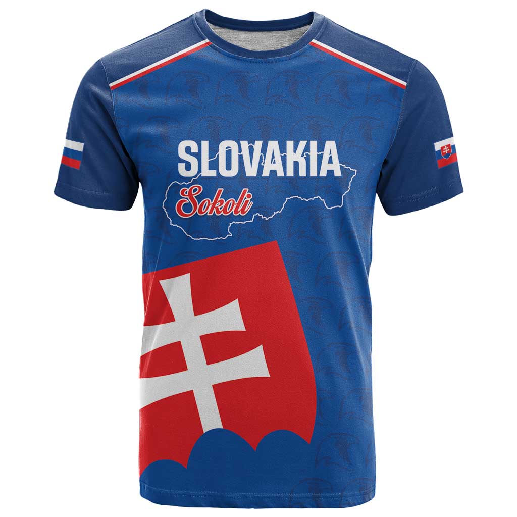 Custom Slovakia Football T-Shirt Come On Sokoli Falcon Pattern Graphic Tee