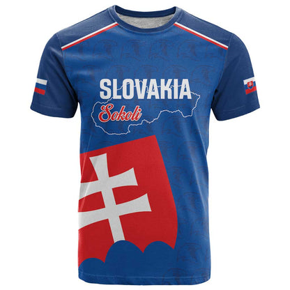 Custom Slovakia Football T-Shirt Come On Sokoli Falcon Pattern Graphic Tee