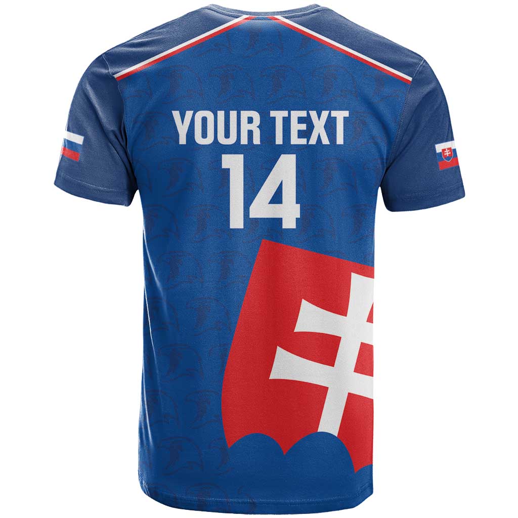 Custom Slovakia Football T-Shirt Come On Sokoli Falcon Pattern Graphic Tee