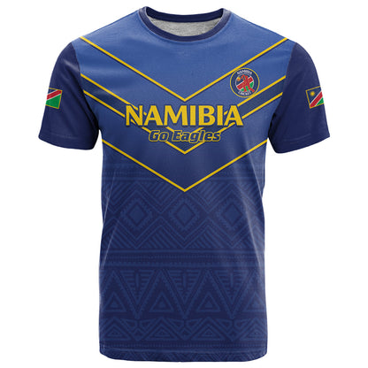 Custom Namibia Cricket T-Shirt 2024 Go Eagles African Pattern Graphic Tee