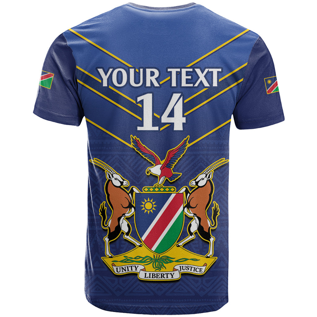 Custom Namibia Cricket T-Shirt 2024 Go Eagles African Pattern Graphic Tee