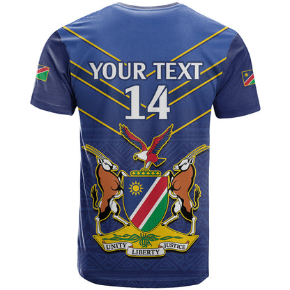 Custom Namibia Cricket T-Shirt 2024 Go Eagles African Pattern Graphic Tee