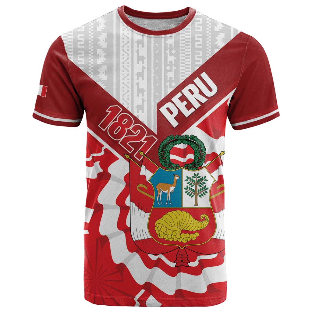 Peru 1821 Proud T-Shirt National Day Peruvian Pattern Graphic Tee