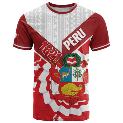 Peru 1821 Proud T-Shirt National Day Peruvian Pattern Graphic Tee