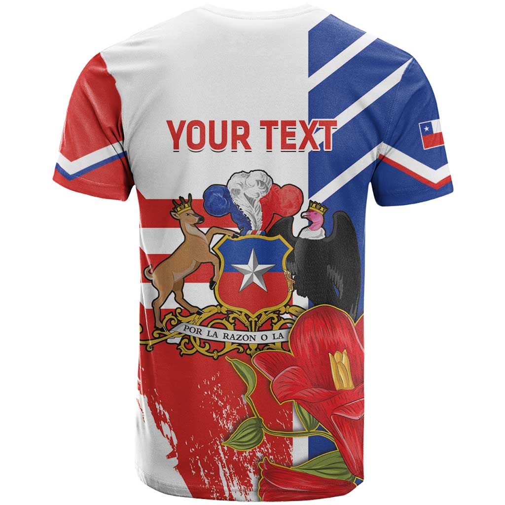 Personalized Chile Independence Day T-Shirt Chilean Coat Of Arms Copihue Flag Style Graphic Tee