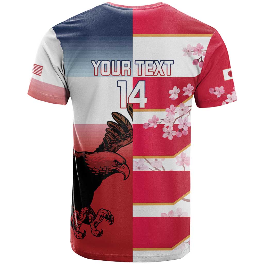 USA and Japan Rugby Custom T-Shirt Eagles Brave Blossoms Together Pacific Graphic Tee