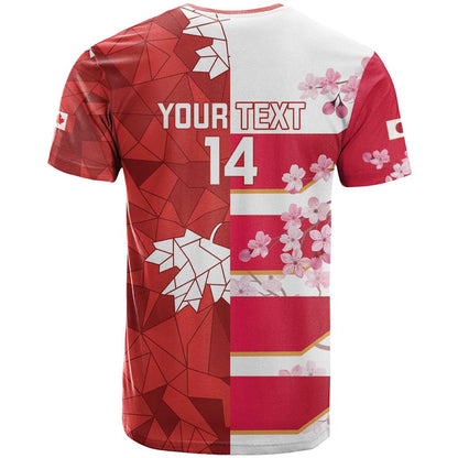 Canada and Japan Rugby Custom T-Shirt Canucks Brave Blossoms Together Pacific Graphic Tee