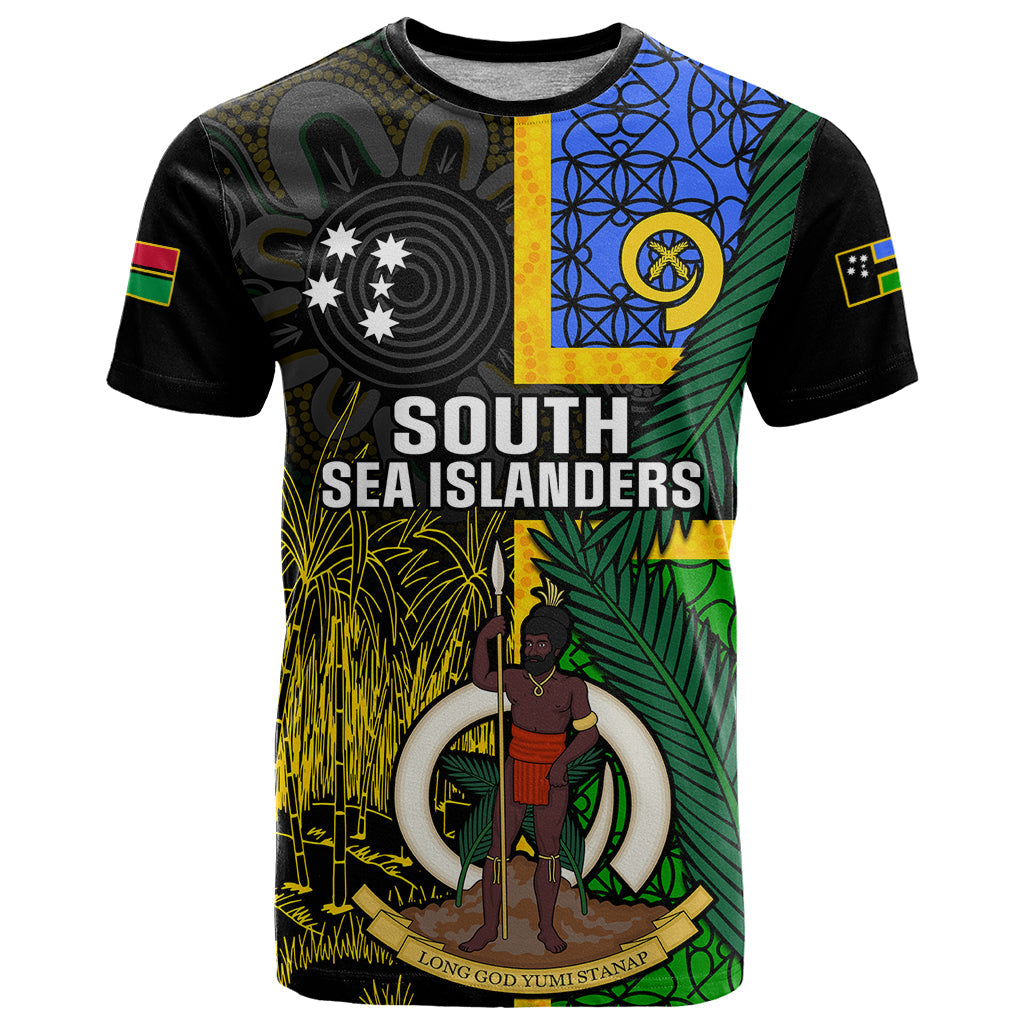 Personalised South Sea Islanders T-Shirt Kanakas With Vanuatu Coat Of Arms Graphic Tee