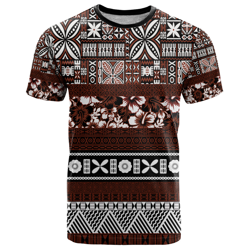 Bula Fiji T-Shirt Fijian Tapa Masi With Hibiscus Flowers Graphic Tee