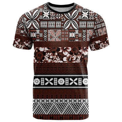 Bula Fiji T-Shirt Fijian Tapa Masi With Hibiscus Flowers Graphic Tee
