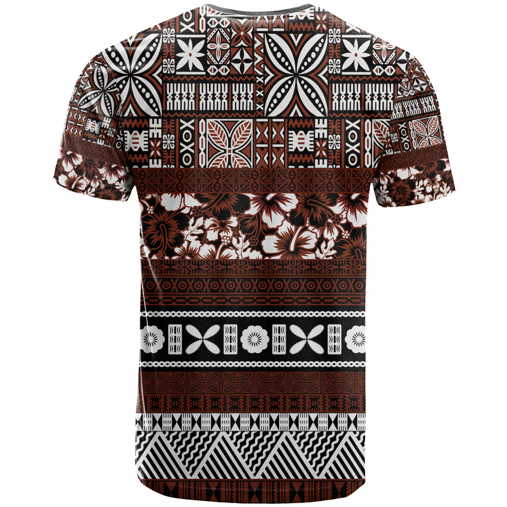 Bula Fiji T-Shirt Fijian Tapa Masi With Hibiscus Flowers Graphic Tee