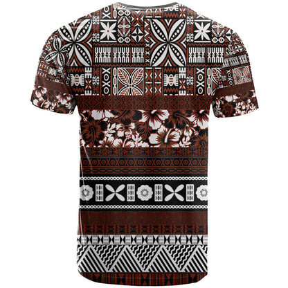 Bula Fiji T-Shirt Fijian Tapa Masi With Hibiscus Flowers Graphic Tee