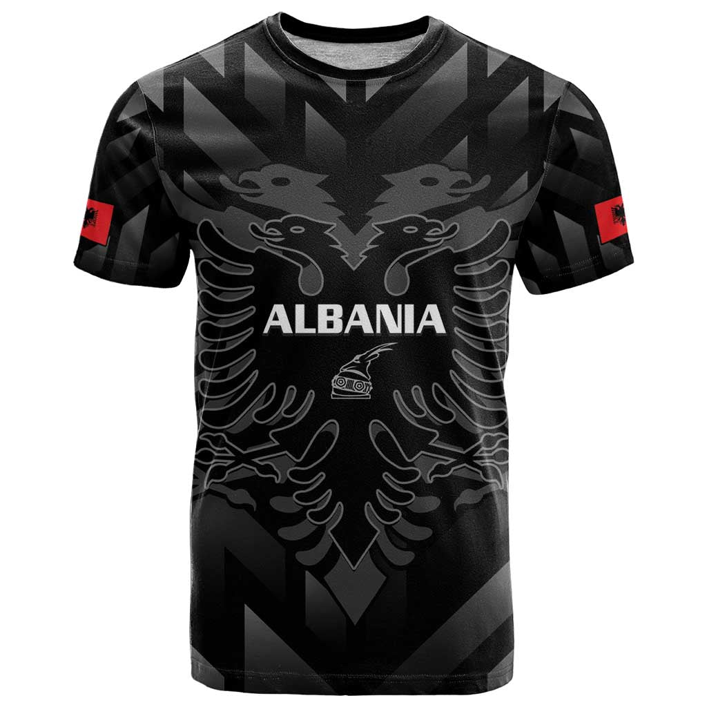 Custom Albania Football T-Shirt Albanian Kastrioti Eagle - Black Style Graphic Tee