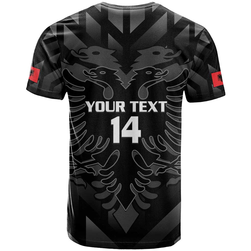 Custom Albania Football T-Shirt Albanian Kastrioti Eagle - Black Style Graphic Tee