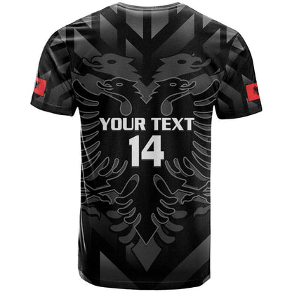 Custom Albania Football T-Shirt Albanian Kastrioti Eagle - Black Style Graphic Tee