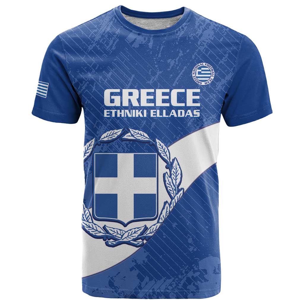 Custom Greece Football T-Shirt Ethniki Elladas - Blue Version Graphic Tee