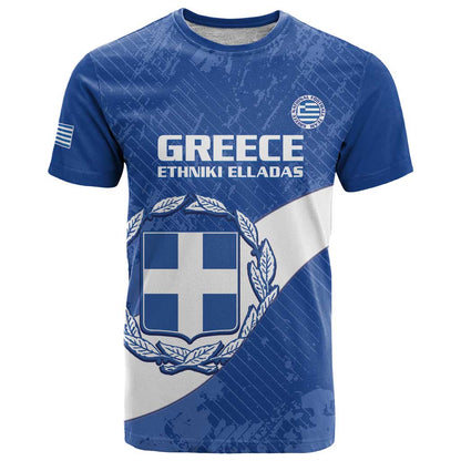 Custom Greece Football T-Shirt Ethniki Elladas - Blue Version Graphic Tee