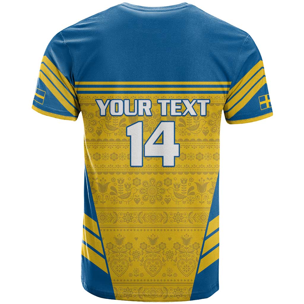 Custom Sweden Football T-Shirt Go Blagult - Scandinavian Pattern Graphic Tee