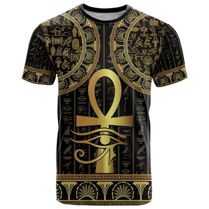 Ancient Egypt Ankh and Eye Of Horus T-Shirt Egyptian Hieroglyphs Graphic Tee