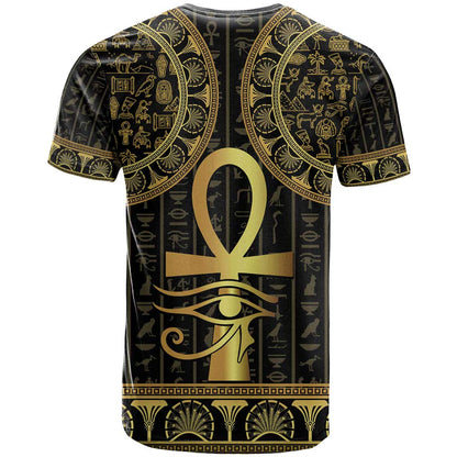 Ancient Egypt Ankh and Eye Of Horus T-Shirt Egyptian Hieroglyphs Graphic Tee