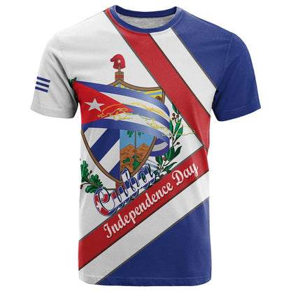 Cuba Independence Day T-Shirt Patria o Muerte Venceremos Curve Flag Style Graphic Tee