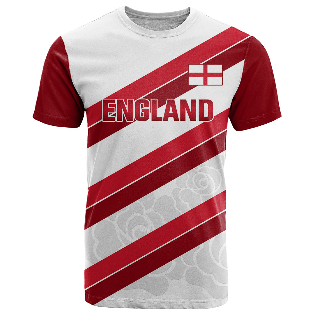 Custom England Rugby T-Shirt 2024 Go Champions Red Rose Sporty Version Graphic Tee