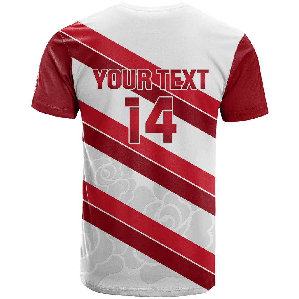 Custom England Rugby T-Shirt 2024 Go Champions Red Rose Sporty Version Graphic Tee