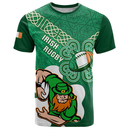 Custom Ireland Rugby T-Shirt 2024 Irish Shamrocks With Celtic Pattern Graphic Tee
