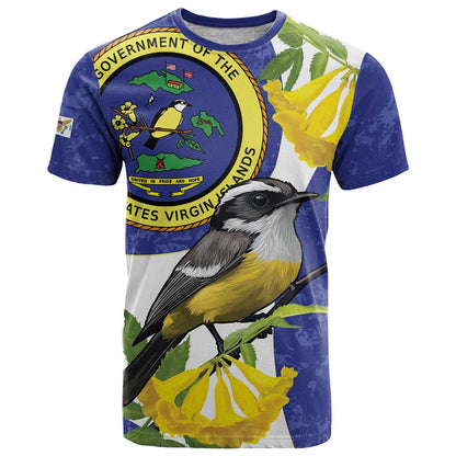 US Virgin Islands T-Shirt Bananaquit Bird Mix Ginger Thomas Flower Graphic Tee